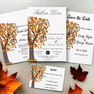 Elegant Fall in Love Carved Tree Romantic Wedding Invitation