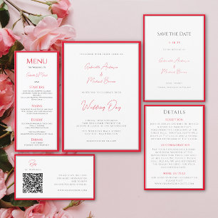 Minimal Elegant Cherry Red Wedding Guest Book 