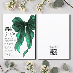 Green Bow She's Tying The Knot Bridal Shower Acrylic Invitations