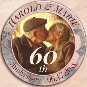 Elegant Old Fashioned 60th Diamond Wedding Photo Invitation