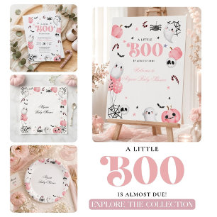 Spooky Sweet Pink Little Boo Baby Shower Square Sticker