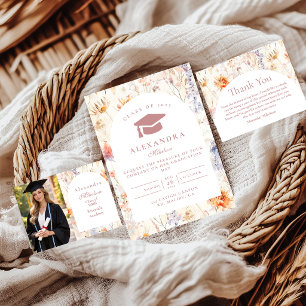 Photo Feminine Meadow Floral Graduation Announcement