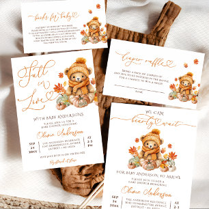 Fall in Love Teddy Bear Baby Shower Invitation