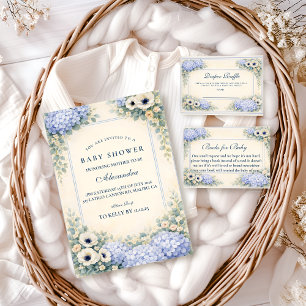 Vintage Hydrangea Floral Frame Baby Shower Invitation