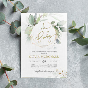 Greenery Eucalyptus It's a Girl Baby Shower Invitation