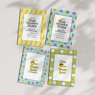 One Happy Dude Retro 1st Birthday Party Invitation