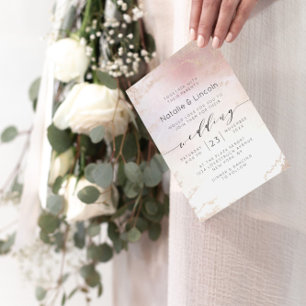 Ombre Blush Pink Frosted Foil Script Font Wedding Invitation
