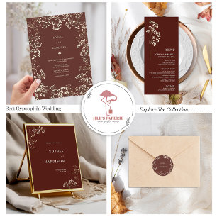 Gypsophila Botanical Beet Wedding Details  Invitation