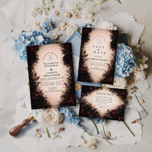 Dark Rose Gothic Wedding Invitation