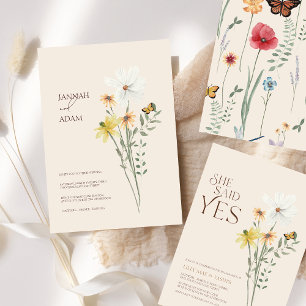 Simple Colorful Wildflower Floral Wedding Save The Date