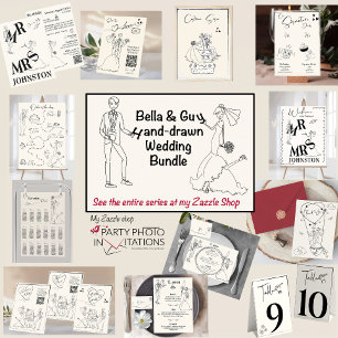 Hand drawn Scribbl retro Wedding timeline Poster