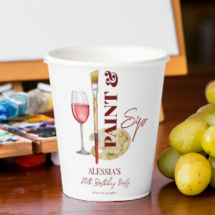 Paint and sip wine and art themed party favors classic round sticker