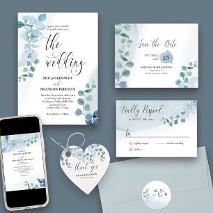 Dusty Eucalyptus Elegant Foliage Simple Wedding RSVP Card