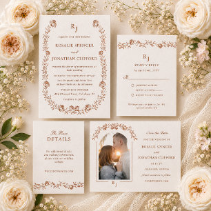 Elegant Rosalie Letterpress Floral Wedding  Invitation
