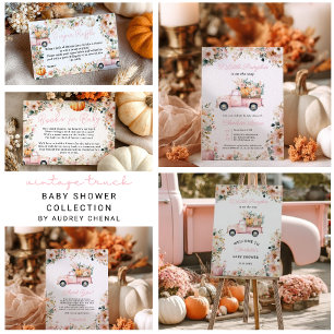 Little Pumpkin Truck Diaper Raffle Baby Shower Enclosure Card