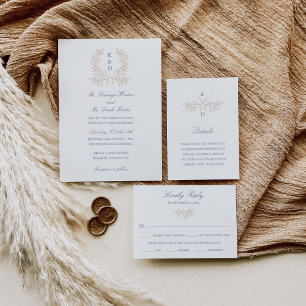 Minimal Laurel Formal Wedding Invitation K310 Classic Round Sticker