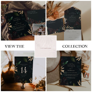 Dark Velvet Burgundy Rose   Autumn Winter Wedding All In One Invitation