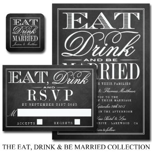 Eat, Drink & Be Married Chalkboard Wedding Invitation