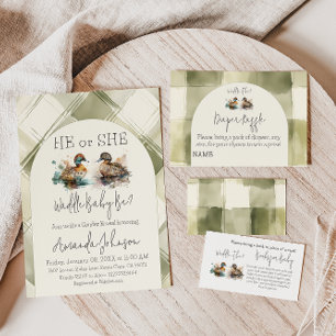 Waddle It Be Duck Gender Reveal Diaper Raffle Game Enclosure Card