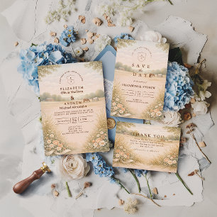 Soft Pastel Countryside Meadow Wedding Invitation