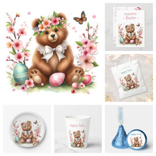 Watercolor Bear Cub - Easter Eggs and Flowers -   Hershey®'s Kisses®