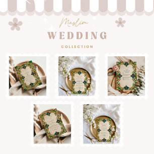 Emerald Baroque Islamic Wedding Enclosure Card
