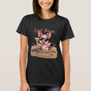 "Cool Bacon"Piglet in Sunglasses Cut Vinyl Sticker