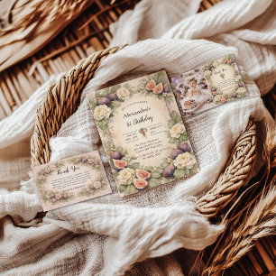 Neutral Fig Floral 1st Birthday Invitation