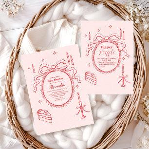 Sketch Hand Drawn Bow Baby Shower Paper Plates