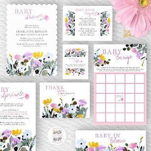 Diaper Raffle Pretty Wildflower Lawn White Enclosure Card