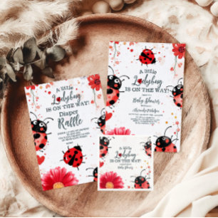Boho Little Ladybug Baby Shower Invitation