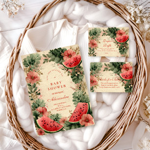 Watermelon Botanical Garden Baby Shower Invitation