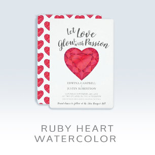 Let love glow with passion ruby watercolor wedding invitation
