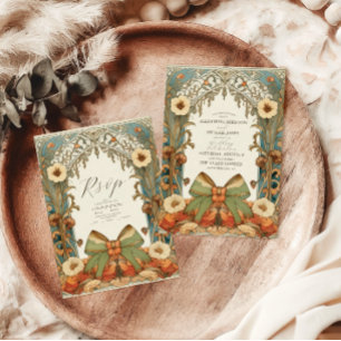 Unique Vintage Floral Art Nouveau Wedding  Save The Date