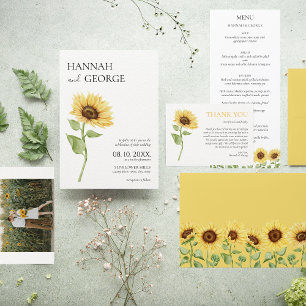 Yellow Sunflowers Modern Barn Wedding Envelope