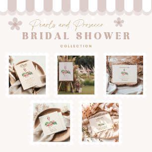Blush Rose Pearls and Prosecco Bridal Shower Enclosure Card