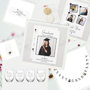 Black White Modern Graduate Graduation Graduation Cap Topper