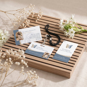 Luxury Butterfly Spine Chiropractic Wellness Photo Foil Business Cards