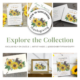 Family Thanksgiving Crow in Sunflowers Paper Dinner Napkins