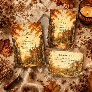 Vintage Fall Wedding Invitation