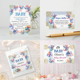 oh baby under the sea fish baby shower thank you card