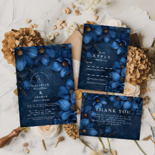 Midnight Copper Garden Wedding Thank You Card