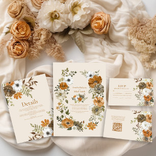 Elegant Autumn Watercolor Floral Wedding Save The Date