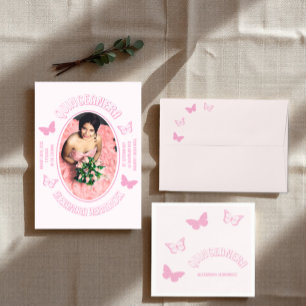 Pink Butterflies Quinceanera Envelope