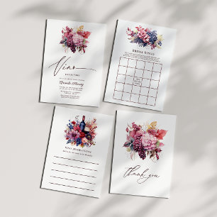 Vino Before Vows Floral Wine Bridal Shower Invitation