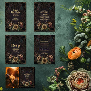 Royal Victorian Gothic Floral Wedding Save The Date