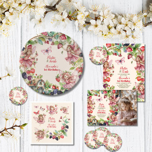 Magical Fairy Strawberry Garden Pixie 1st Birthday Foam Board