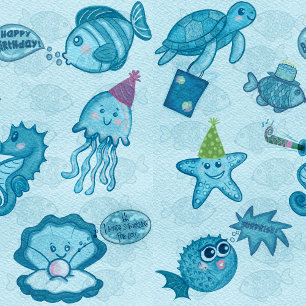 Under the Sea Birthday Gift Wrap Grosgrain Ribbon