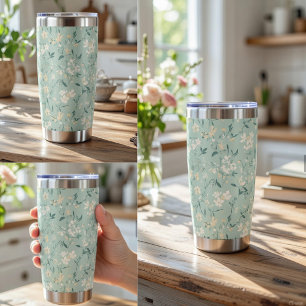 Soft Tiny Ditsy Floral Pattern in Pastel Colors Insulated Tumbler