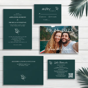 Elegant Wedding  Emerald Deep Teal Green Gold Foil Foil Invitation